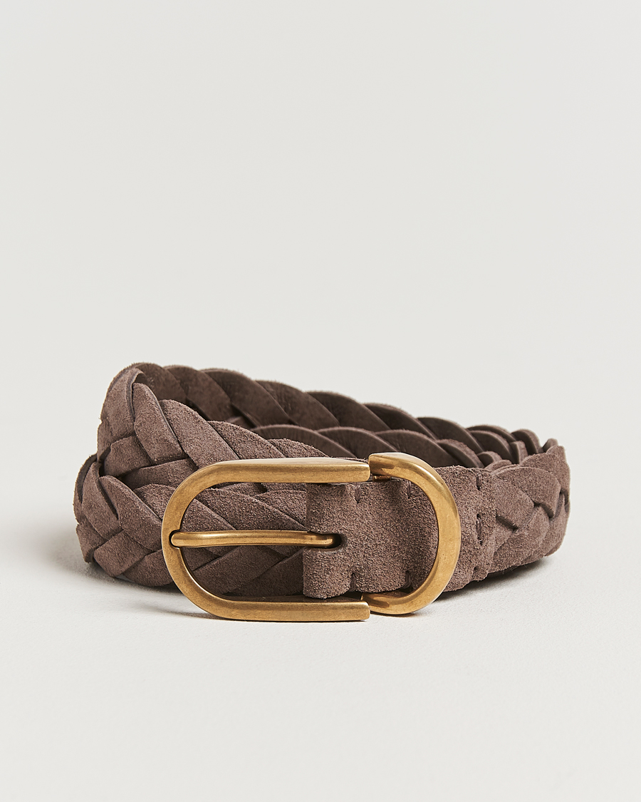 Heren | Riemen | Brunello Cucinelli | Braided Belt Brown Suede