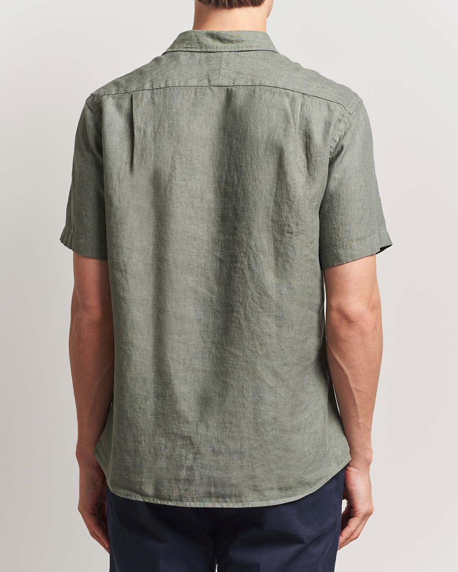 Heren | Overhemden | Charles Tyrwhitt | Pure Linen Short Sleeve Slim Fit Shirt Olive