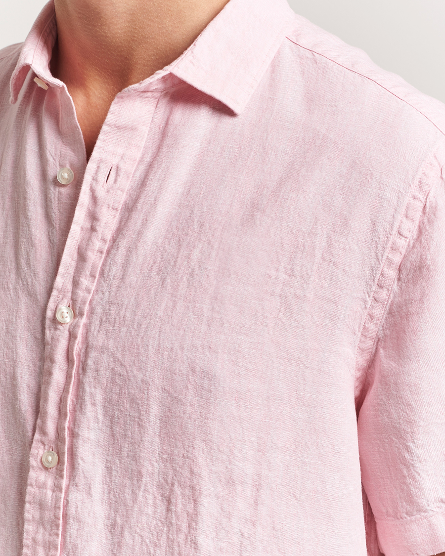 Heren | Overhemden | Charles Tyrwhitt | Pure Linen Short Sleeve Slim Fit Shirt Pink