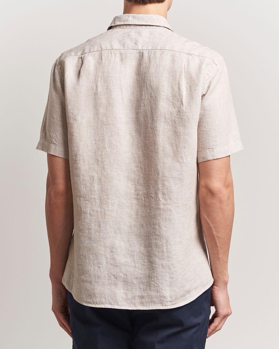 Heren | Overhemden | Charles Tyrwhitt | Pure Linen Short Sleeve Slim Fit Shirt Oatmeal