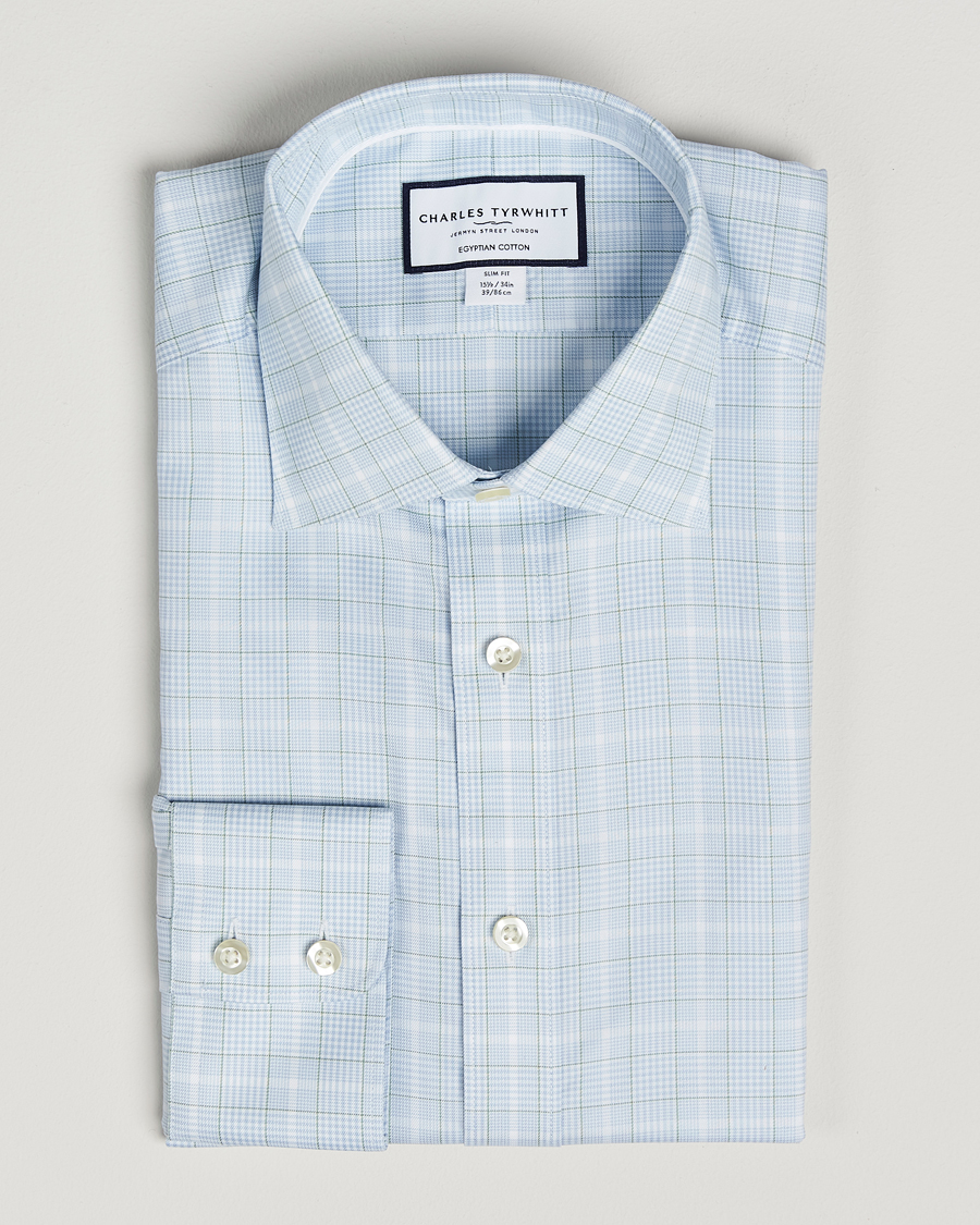 Heren | Overhemden | Charles Tyrwhitt | Egyptian Cotton Pow Check Shirt Green/Blue