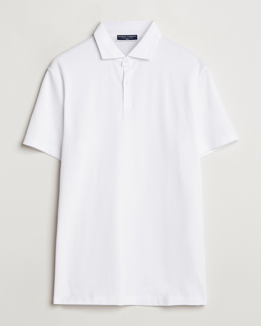 Heren | Polo's | Charles Tyrwhitt | Short Sleeve Cotton Pique Polo White