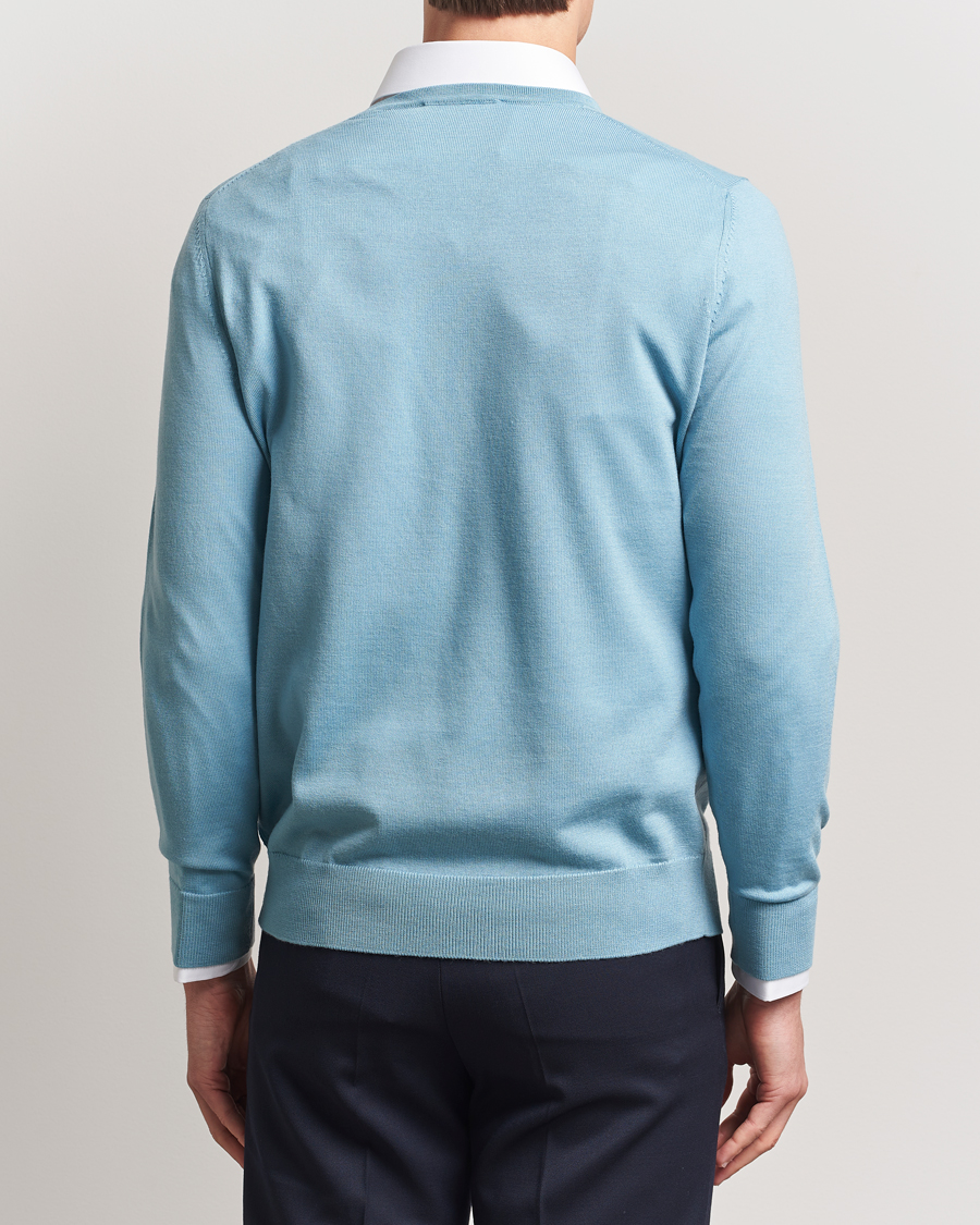 Heren | Truien | Charles Tyrwhitt | Pure Merino V-Neck Jumper Aqua Green