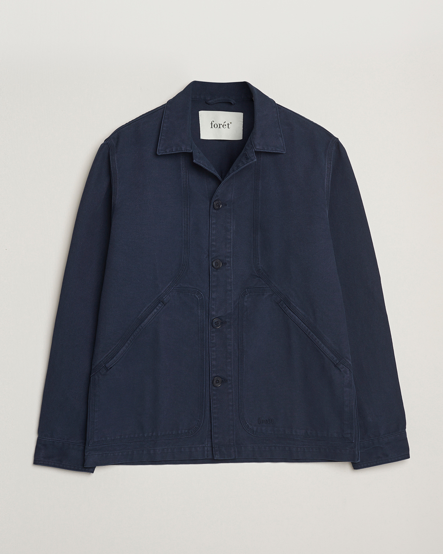 Heren | Overhemden | Forét | Berry Canvas Overshirt Navy
