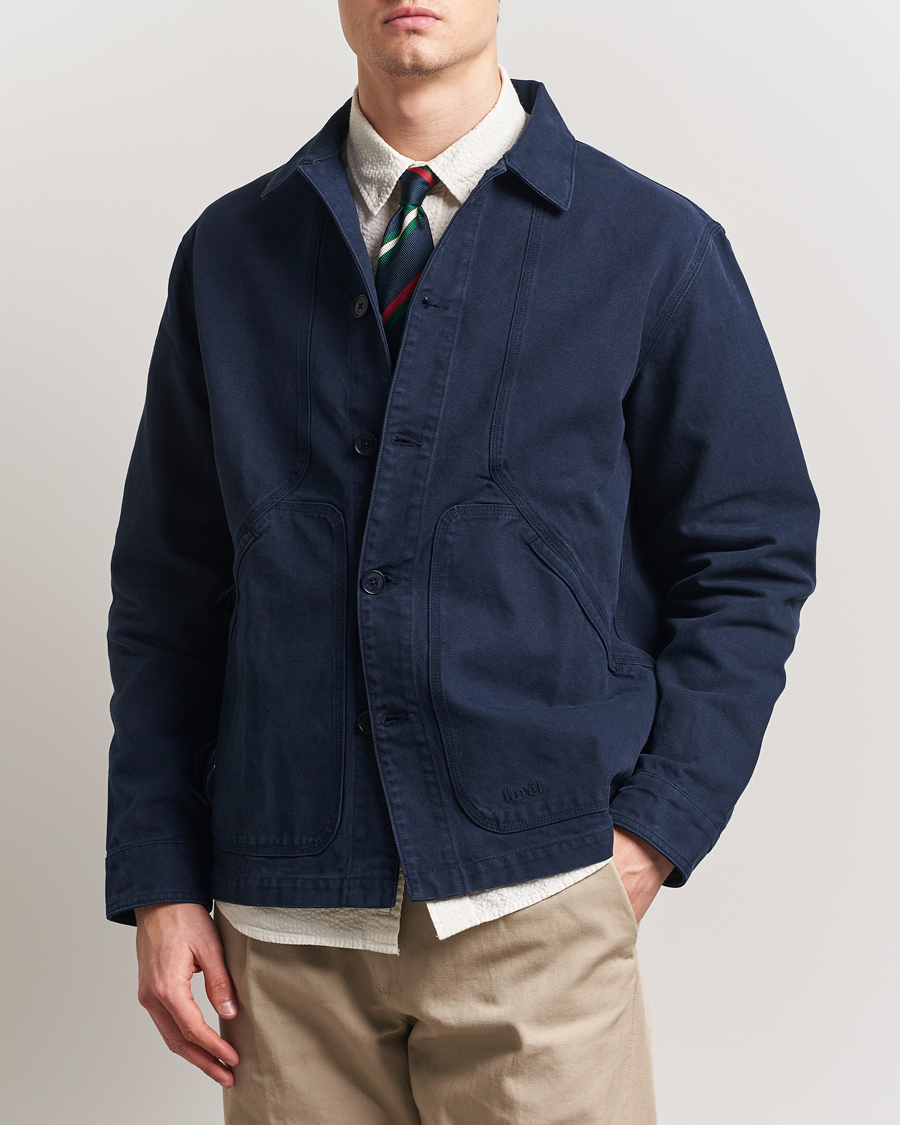 Heren | Overhemden | Forét | Berry Canvas Overshirt Navy