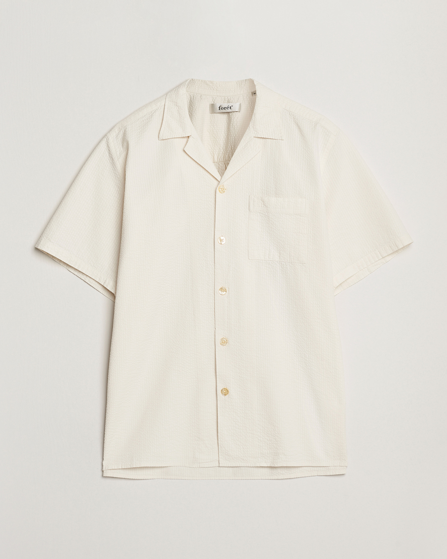 Heren | Overhemden | Forét | Hush Short Sleeve Seersucker Shirt Cloud