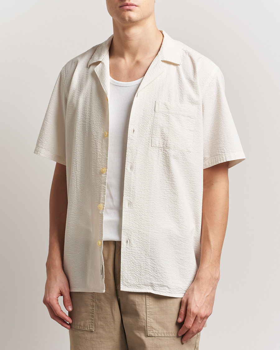 Heren | Overhemden | Forét | Hush Short Sleeve Seersucker Shirt Cloud