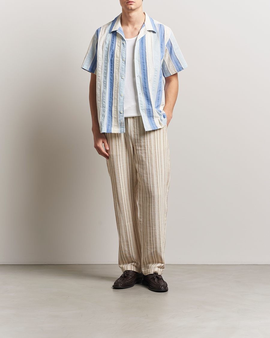 Heren | Overhemden | Forét | Peer Jaquard Short Sleeve Shirt Blue