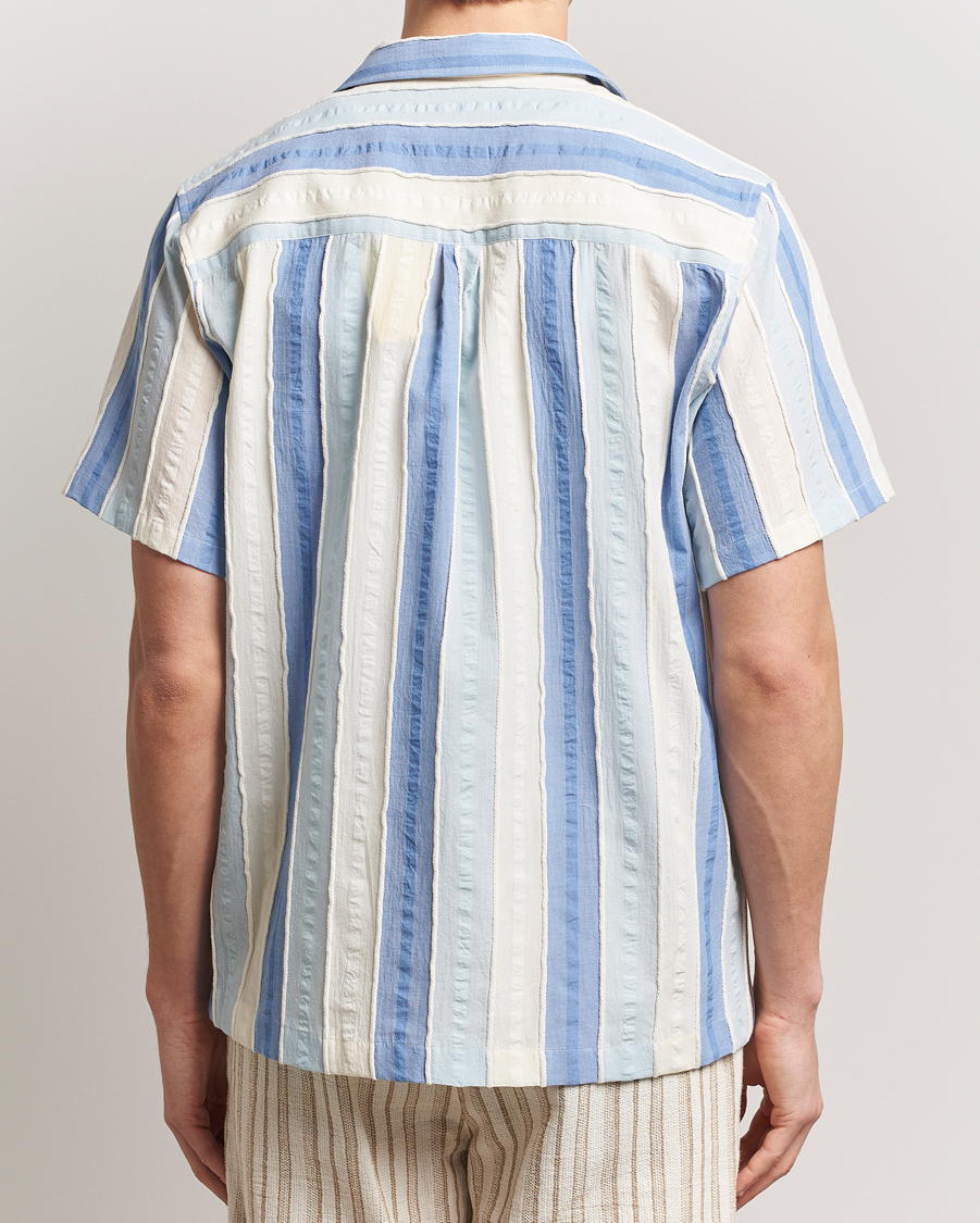 Heren | Overhemden | Forét | Peer Jaquard Short Sleeve Shirt Blue
