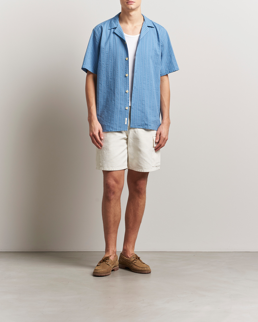 Heren | Overhemden | Forét | Peer Short Sleeve Shirt Blue