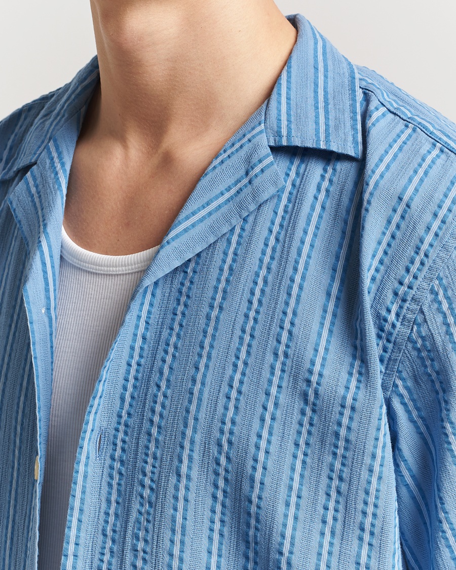 Heren | Overhemden | Forét | Peer Short Sleeve Shirt Blue