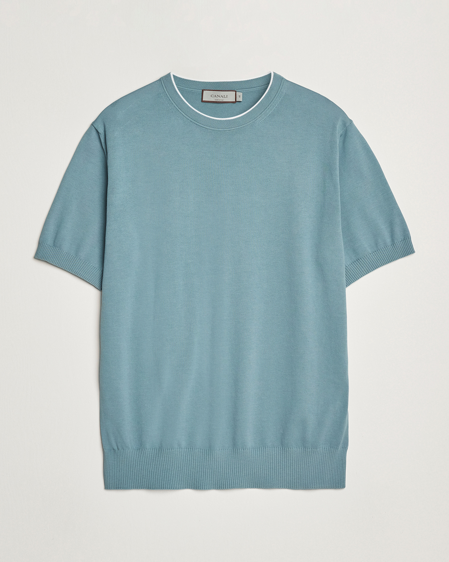 Heren | T-shirts | Canali | Contrast Short Sleeve T-Shirt Teal