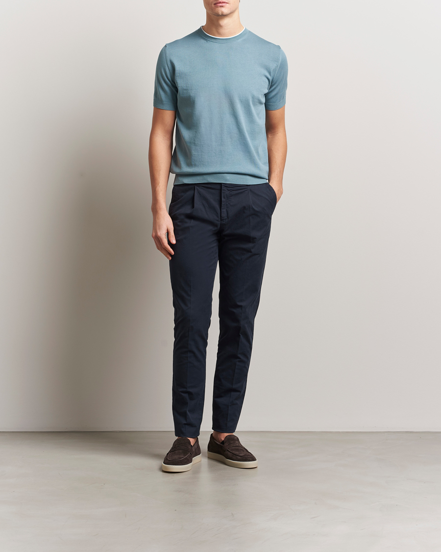 Heren | T-shirts | Canali | Contrast Short Sleeve T-Shirt Teal