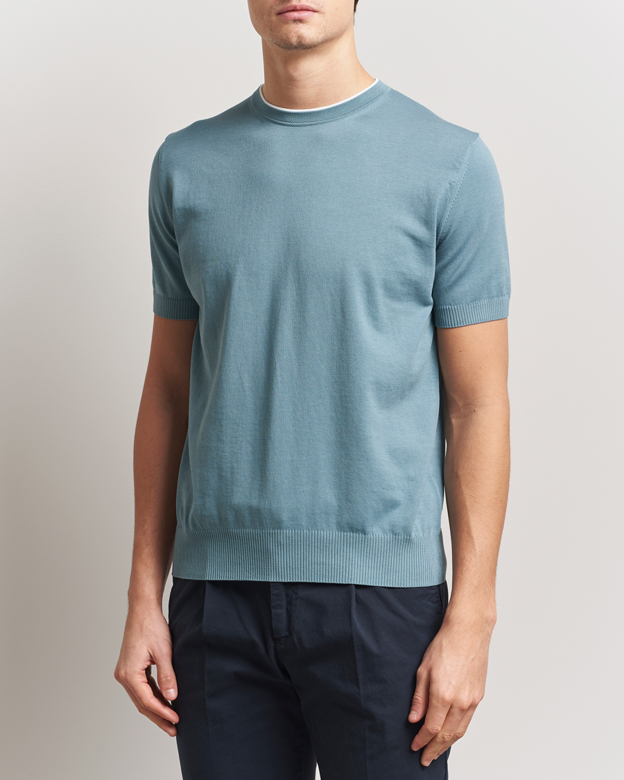 Heren | T-shirts | Canali | Contrast Short Sleeve T-Shirt Teal