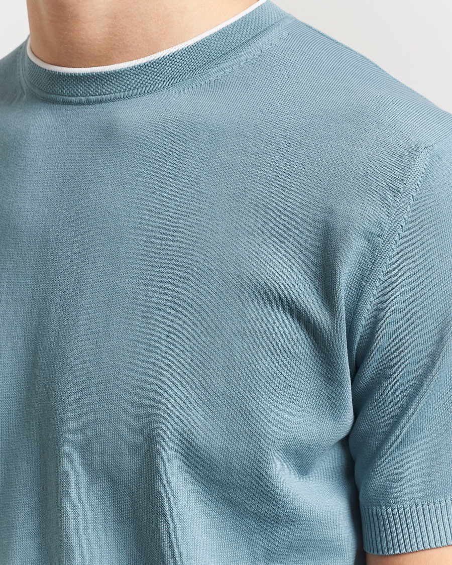 Heren | T-shirts | Canali | Contrast Short Sleeve T-Shirt Teal