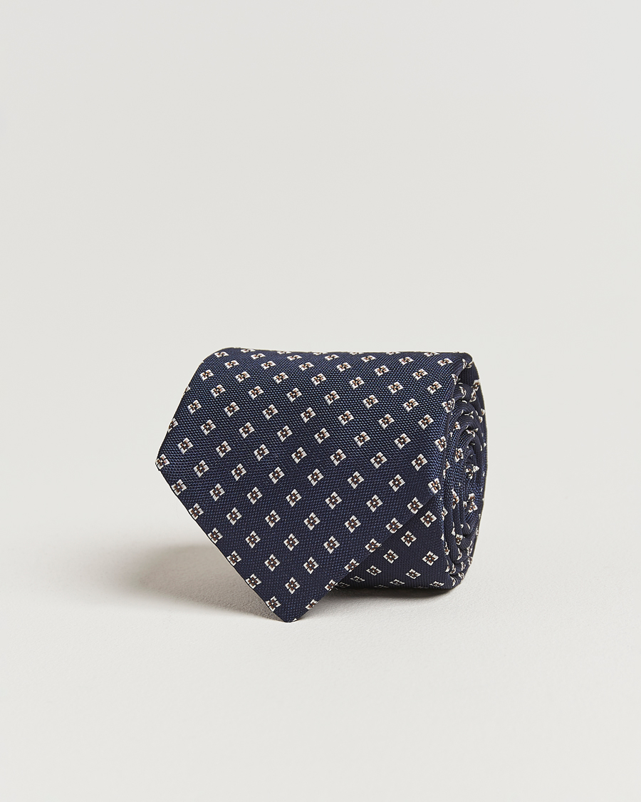 Heren | Stropdassen | Canali | Jacquard Flower Silk Tie Navy