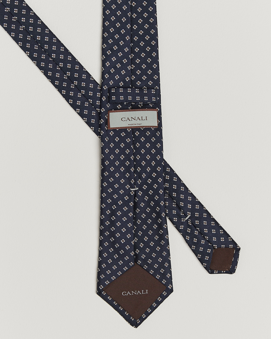 Heren | Stropdassen | Canali | Jacquard Flower Silk Tie Navy