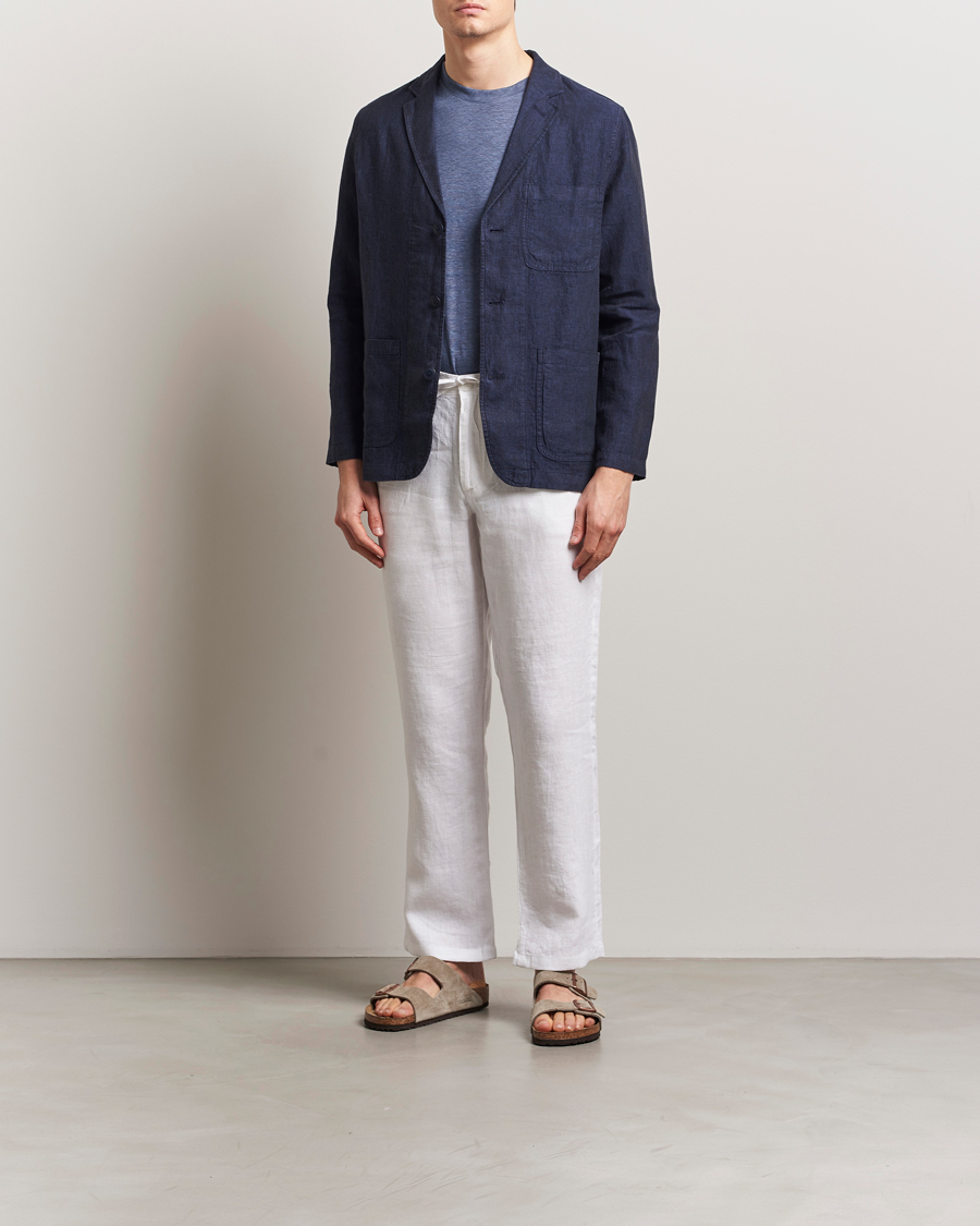 Heren | Broeken | KnowledgeCotton Apparel | Loose Linen Pants Bright White