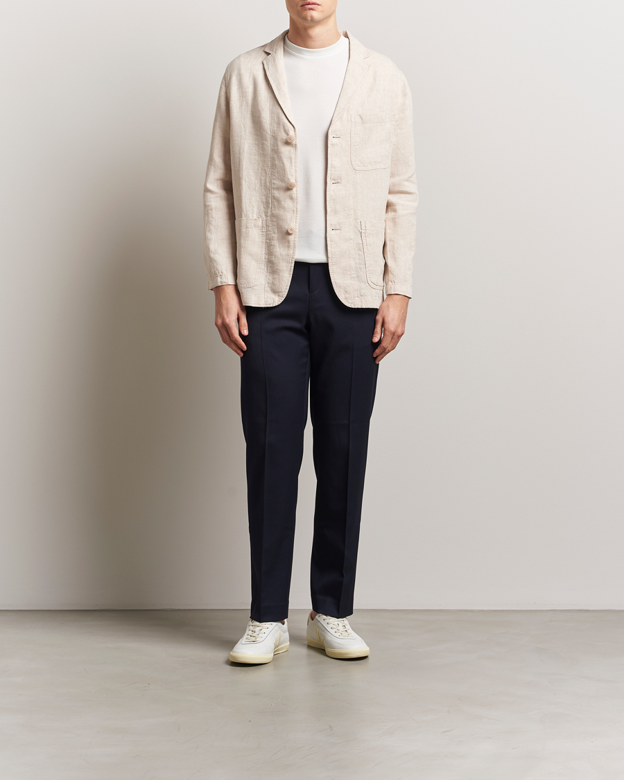 Heren | Blazers | KnowledgeCotton Apparel | Linen Blazer Light Feather Grey