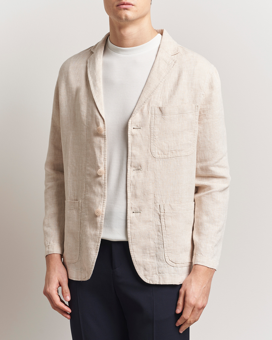 Heren | Blazers | KnowledgeCotton Apparel | Linen Blazer Light Feather Grey