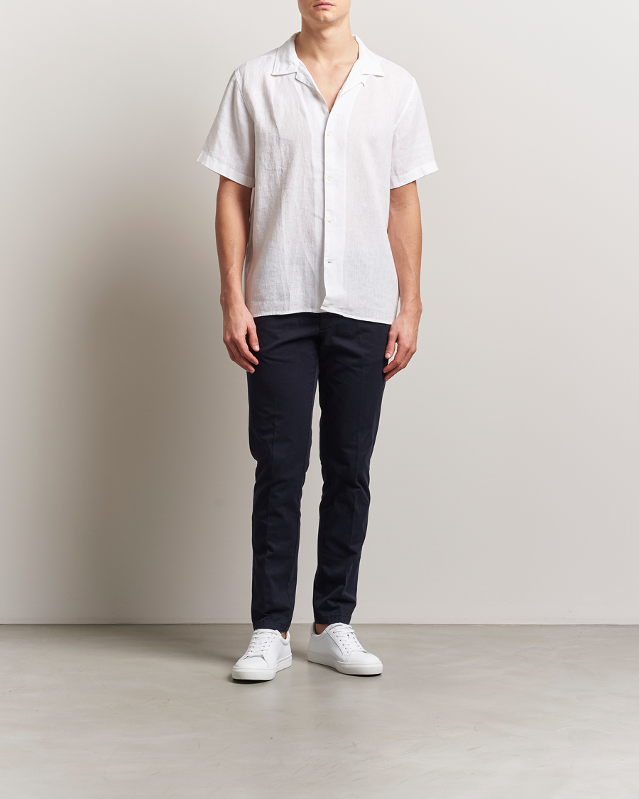 Heren | Overhemden | KnowledgeCotton Apparel | Short Sleeve Linen Resort Shirt Bright White