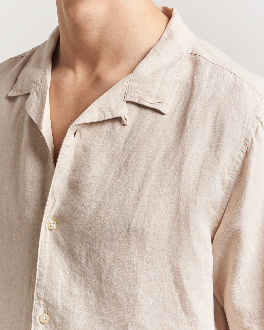 Heren | Overhemden | KnowledgeCotton Apparel | Short Sleeve Linen Resort Shirt Light Feather Grey
