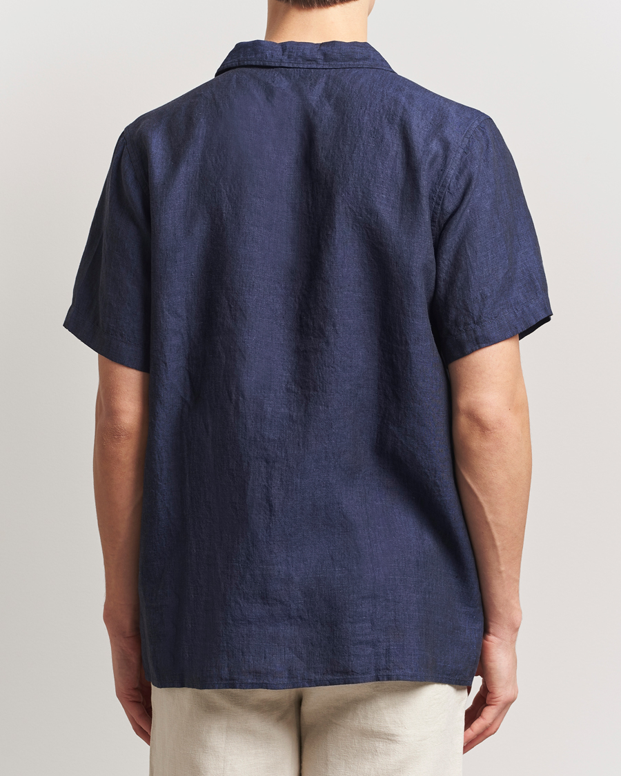 Heren | Overhemden | KnowledgeCotton Apparel | Short Sleeve Linen Resort Shirt Total Eclipse
