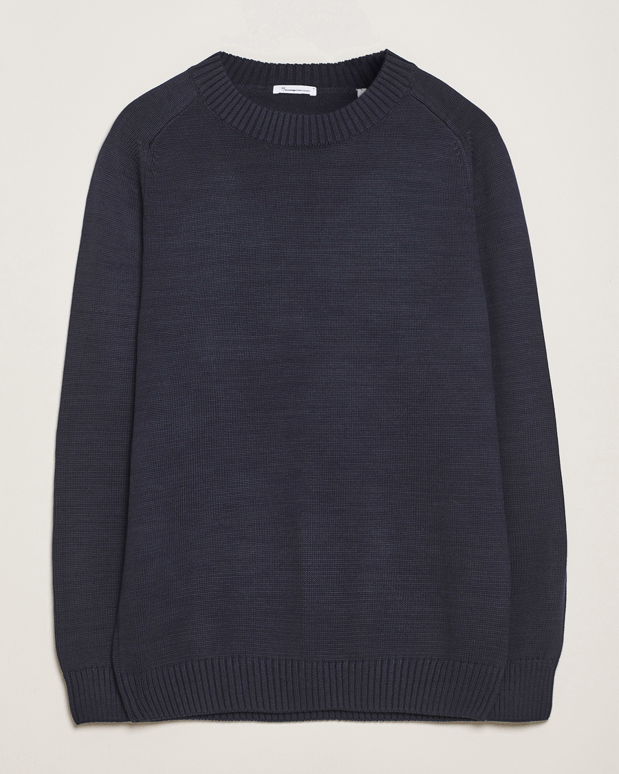 Heren | Truien | KnowledgeCotton Apparel | Plain Knitted Cotton Crew Night Sky