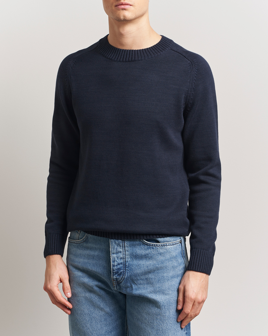 Heren | Truien | KnowledgeCotton Apparel | Plain Knitted Cotton Crewneck Night Sky