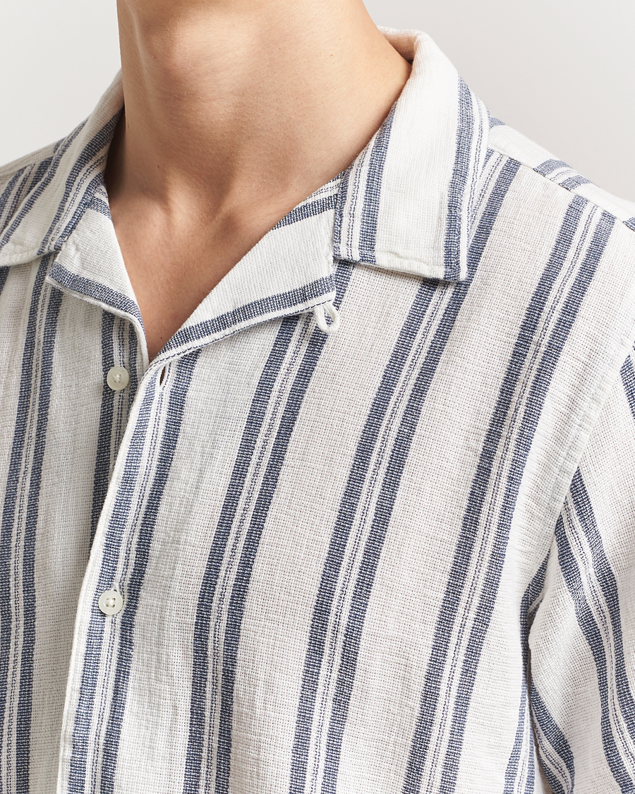 Heren | Overhemden | KnowledgeCotton Apparel | Box Short Sleeve Stripe Shirt Blue