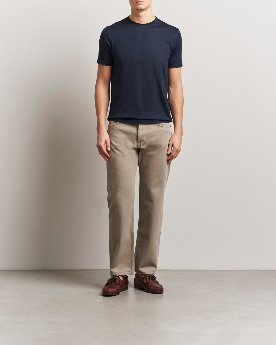 Heren | T-shirts | Sunspel | Crew Neck Q82 Cotton T-Shirt Midnight Navy