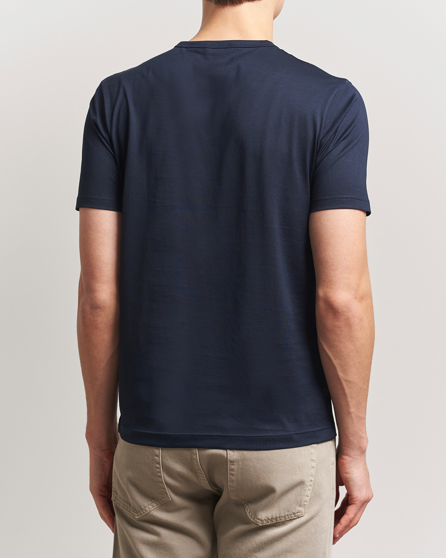 Heren | T-shirts | Sunspel | Crew Neck Q82 Cotton T-Shirt Midnight Navy
