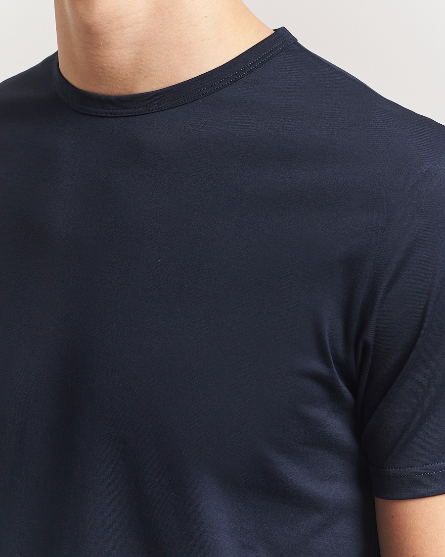 Heren | T-shirts | Sunspel | Crew Neck Q82 Cotton T-Shirt Midnight Navy