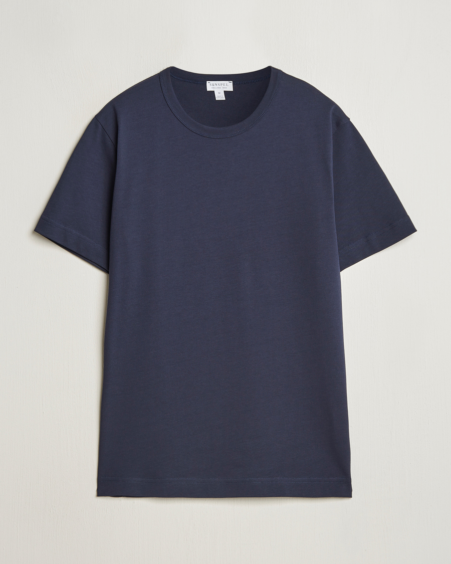Heren | T-shirts | Sunspel | Single Jersey Supima Cotton T-Shirt Navy