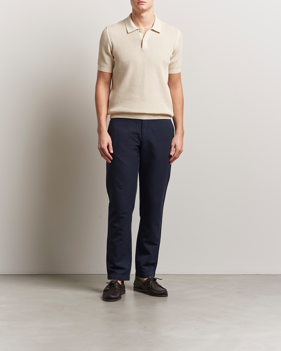 Heren | Polo's | Sunspel | Mesh Knit Stitch Polo Ecru