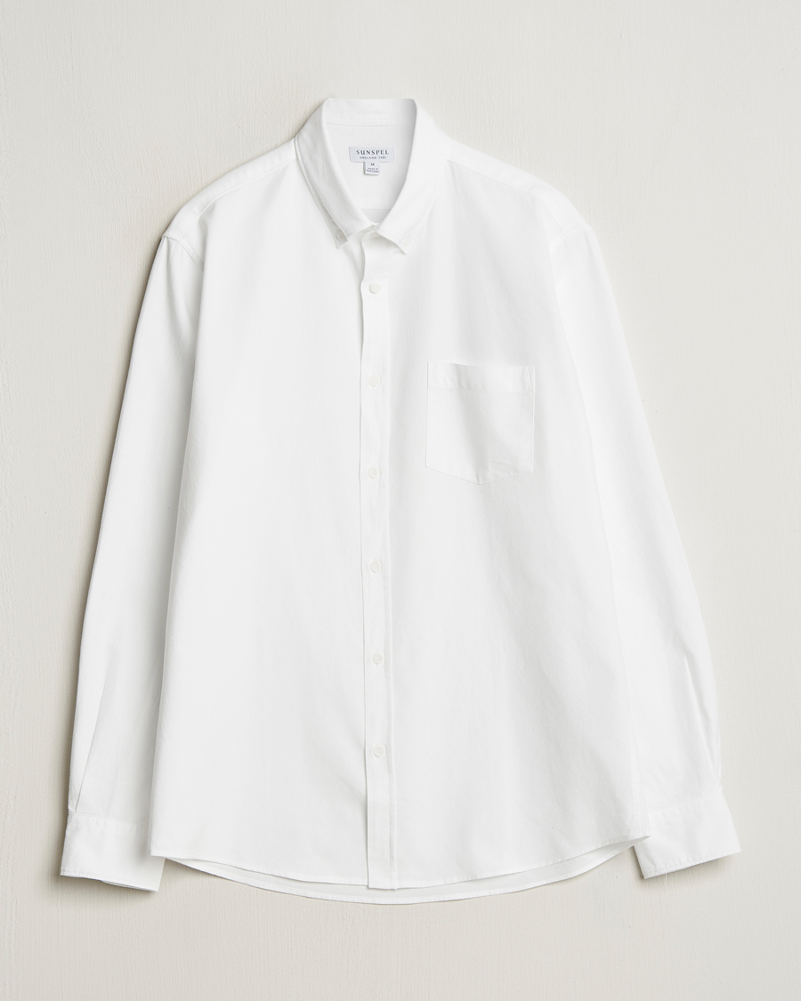 Heren | Overhemden | Sunspel | Oxford Button Down Shirt White