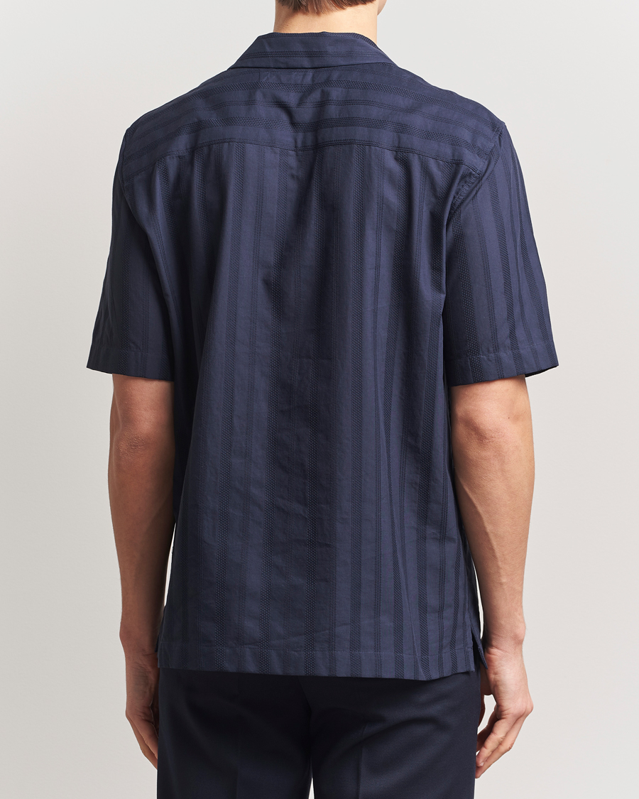 Heren | Overhemden | Sunspel | Embroidered Cotton Camp Shirt Navy