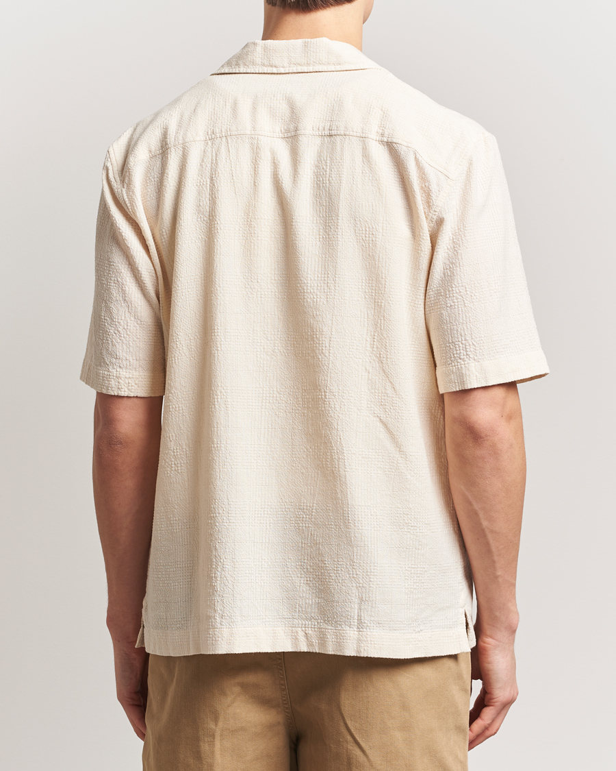 Heren | Overhemden | Sunspel | Loose Weave Check Cotton Camp Shirt Ecru