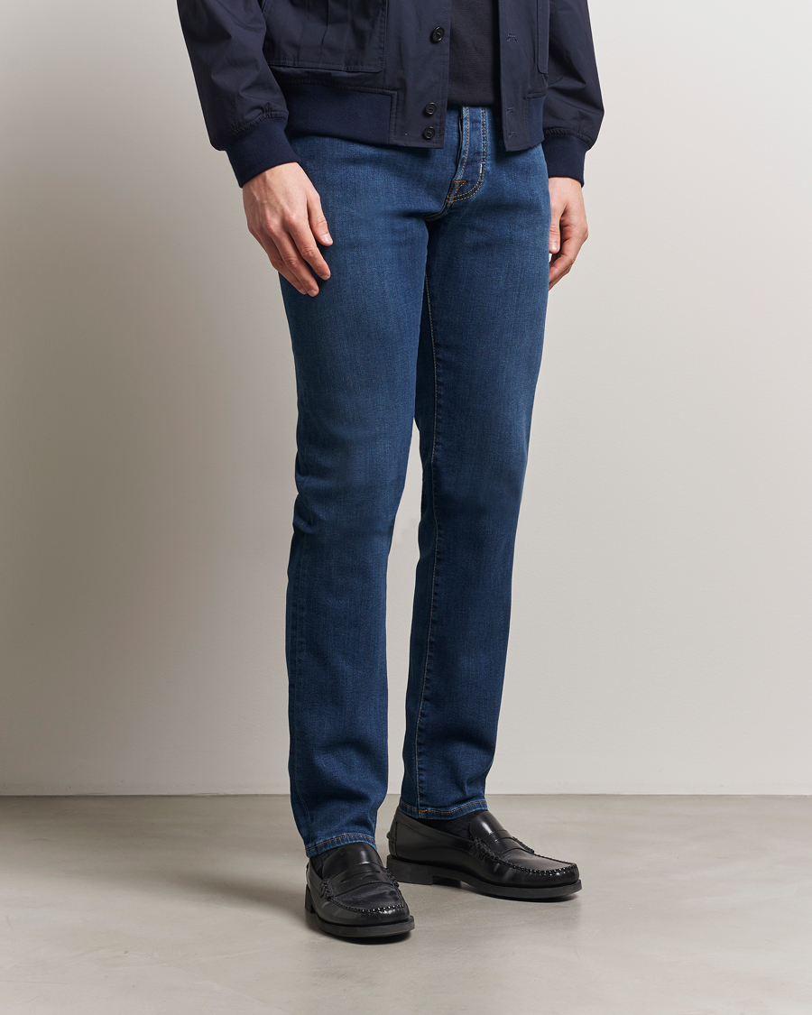 Heren | Jeans | Jacob Cohën | Bard Slim Fit Stretch Jeans Dark Blue Wash