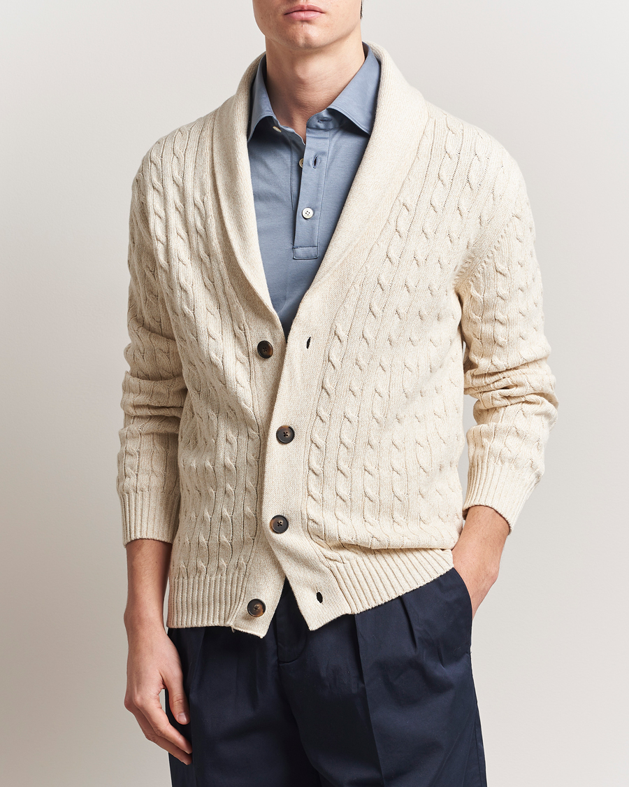 Heren | Truien | Kiton | Shawl Collar Cardigan Beige