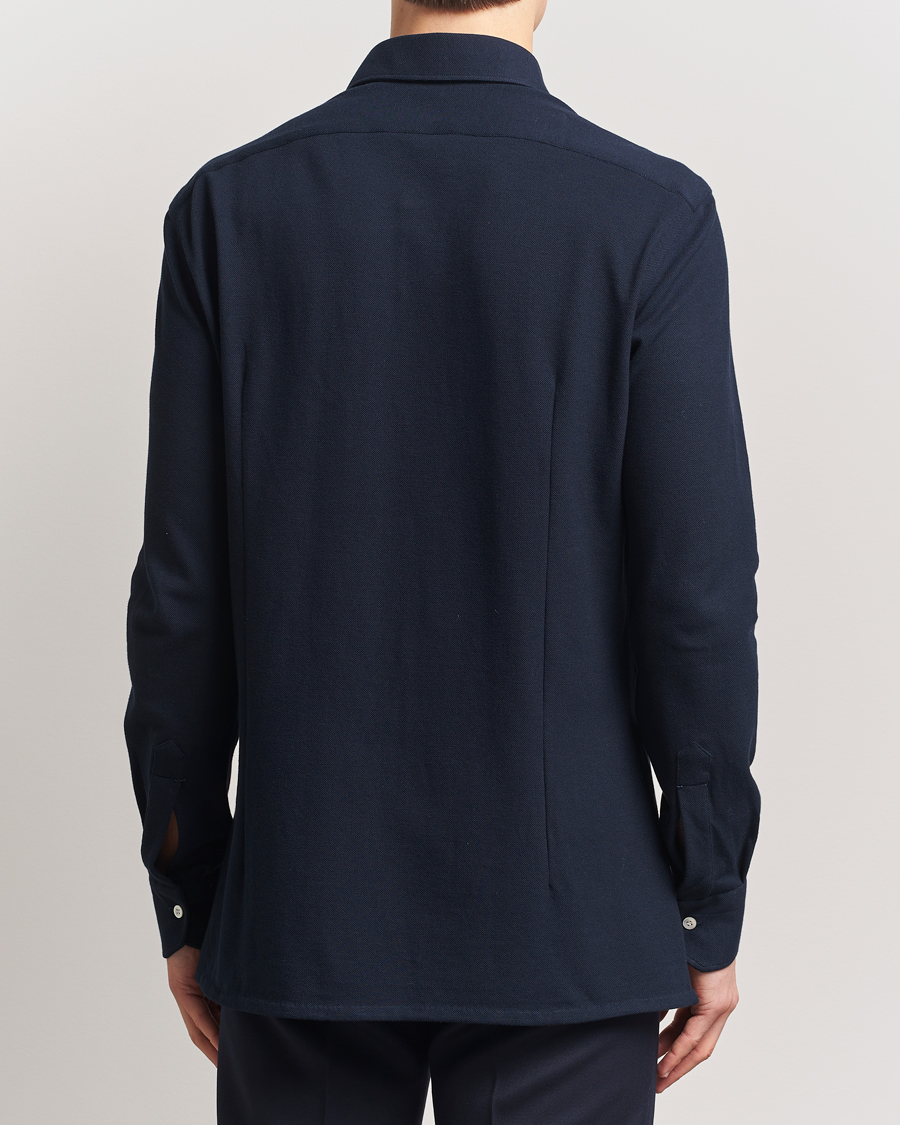 Heren | Overhemden | Kiton | Jersey Piquet Shirt Navy