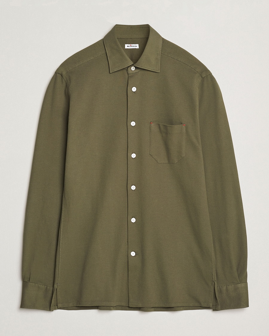 Heren | Overhemden | Kiton | Jersey Piquet Shirt Militare