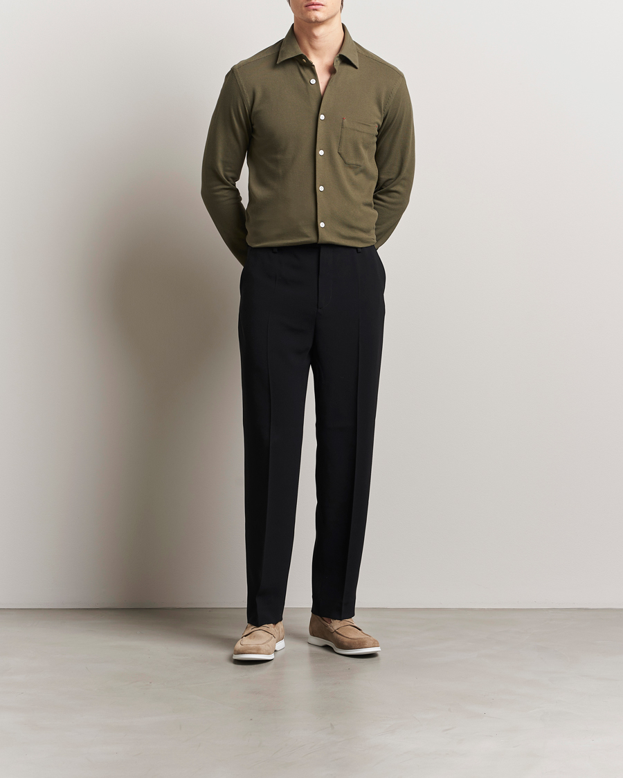 Heren | Overhemden | Kiton | Jersey Piquet Shirt Militare