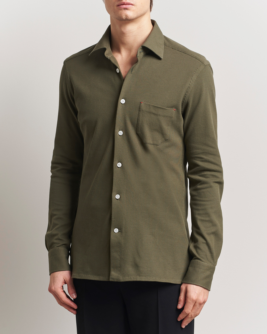 Heren | Overhemden | Kiton | Jersey Piquet Shirt Militare
