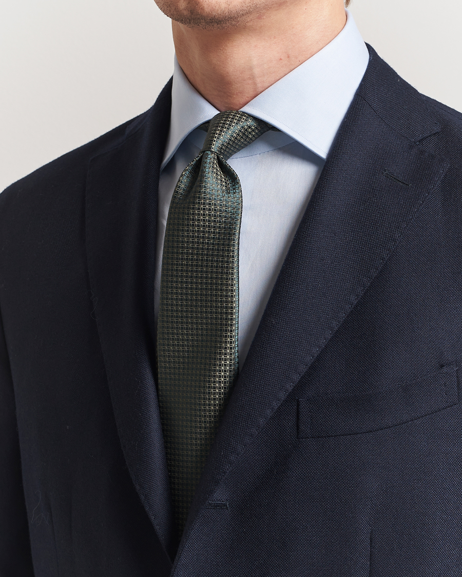Heren | Stropdassen | Kiton | Structured Silk Tie Dark Green