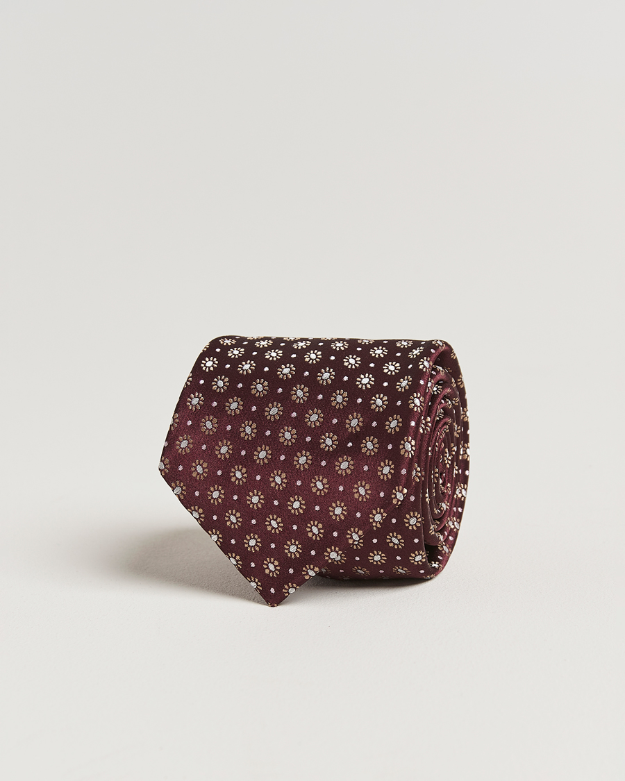 Heren | Stropdassen | Kiton | Flower Jacquard Silk Tie Brown