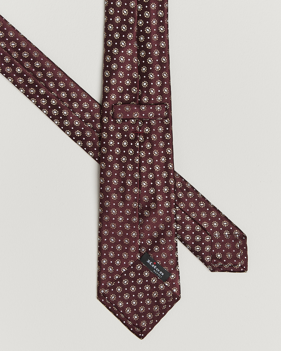 Heren | Stropdassen | Kiton | Flower Jacquard Silk Tie Brown
