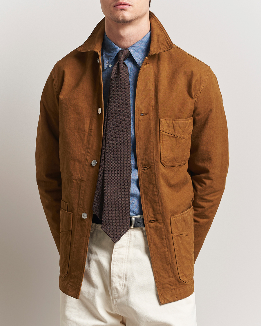 Heren | Jassen | Drake's | Duck Cotton Canvas Chore Jacket Tobacco