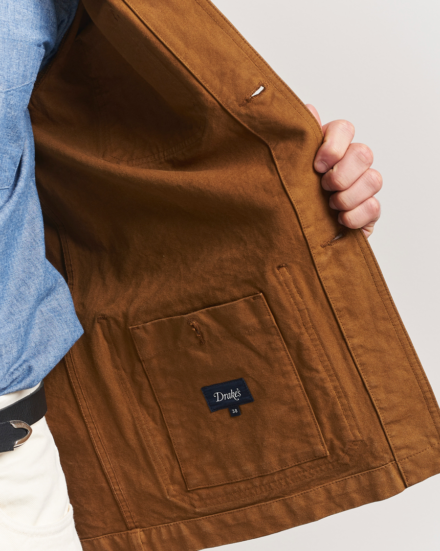 Heren | Jassen | Drake's | Duck Cotton Canvas Chore Jacket Tobacco