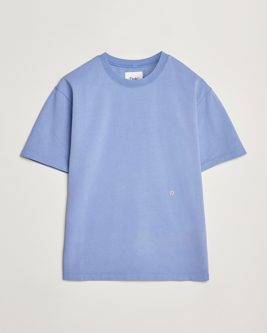 Heren | T-shirts | Drake's | Embroidered Hiking T-Shirt Lavender Blue